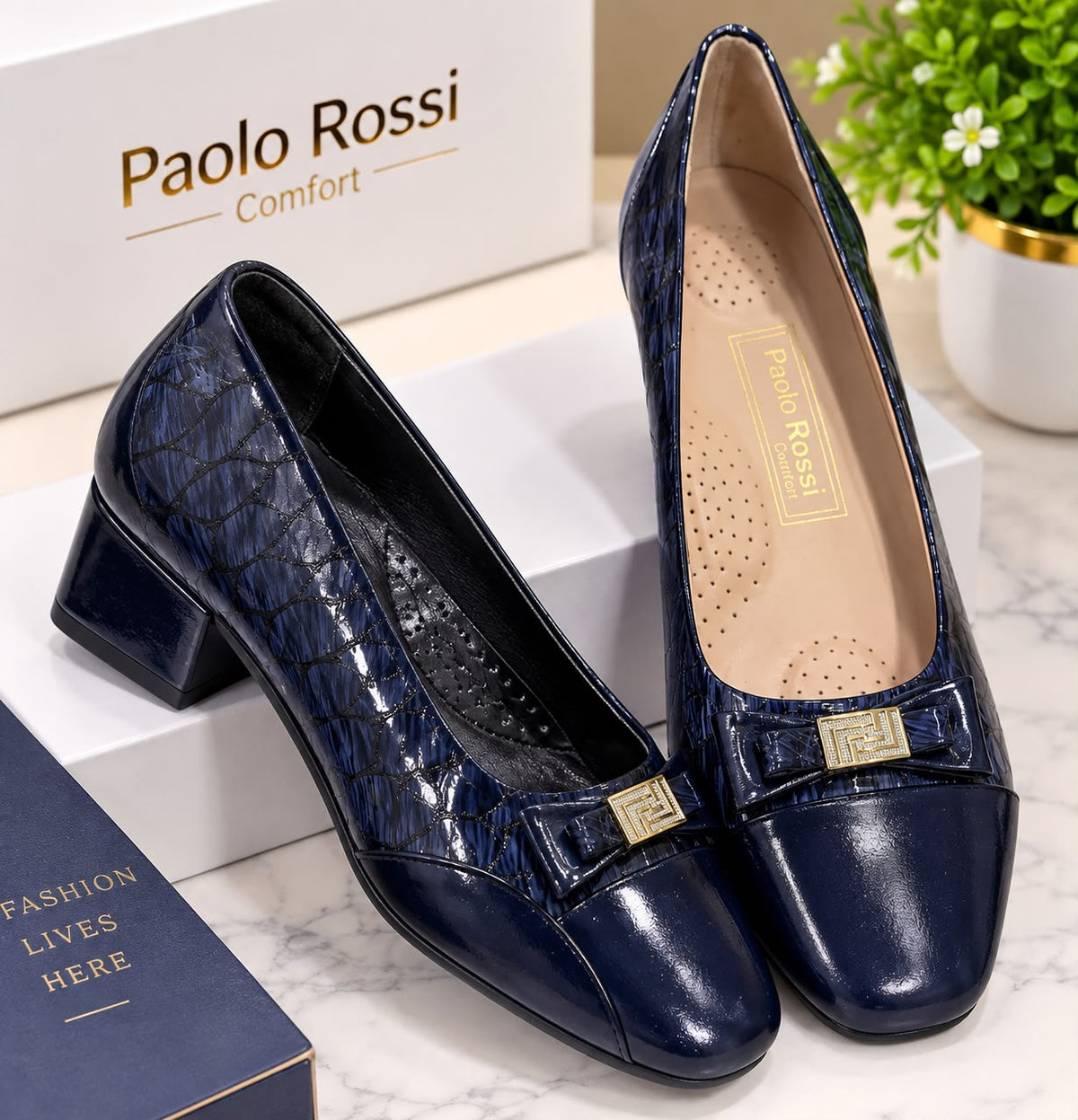 PAOLO ROSSI NAVY BLUE HEELS SIZE 41