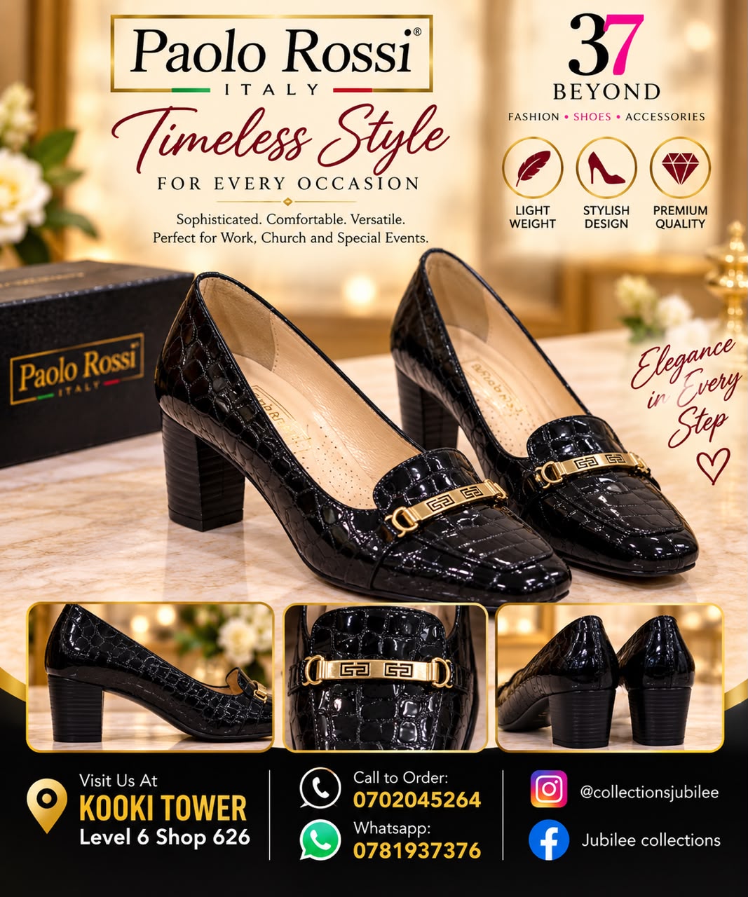 Black block heel loafers