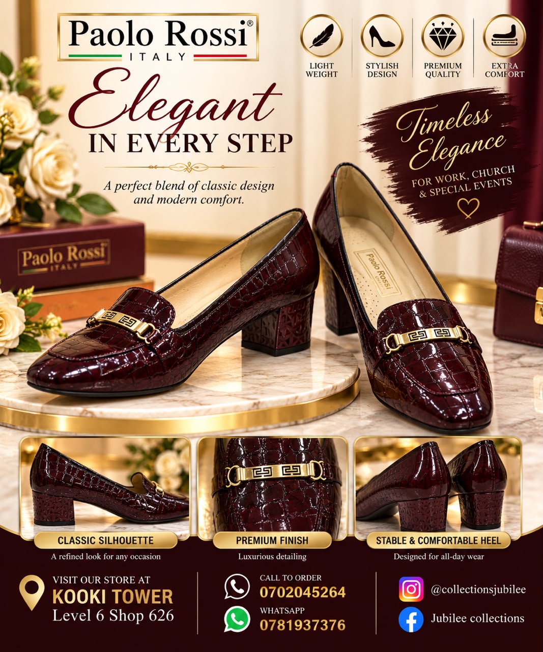 Burgundy paolo rossi block heel loafers