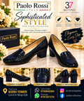 Navy blue paolo rossi block heel loafers